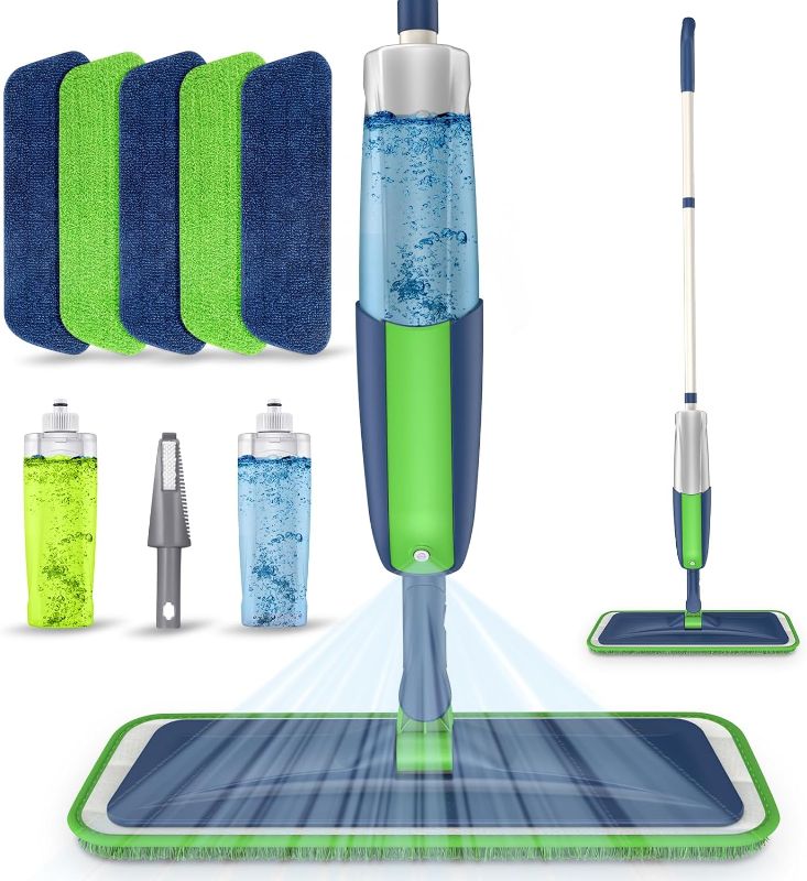 Photo 1 of Wet Mops with 5X Washable Pads Spray Mops for Hardwood Floor Cleaning- MEXERRIS Wood Floor Mops Dust Mops with 2X Bottles Commercial Home Use for Hardwood Laminate Vinyl Tiles Wood Floor Cleaning
