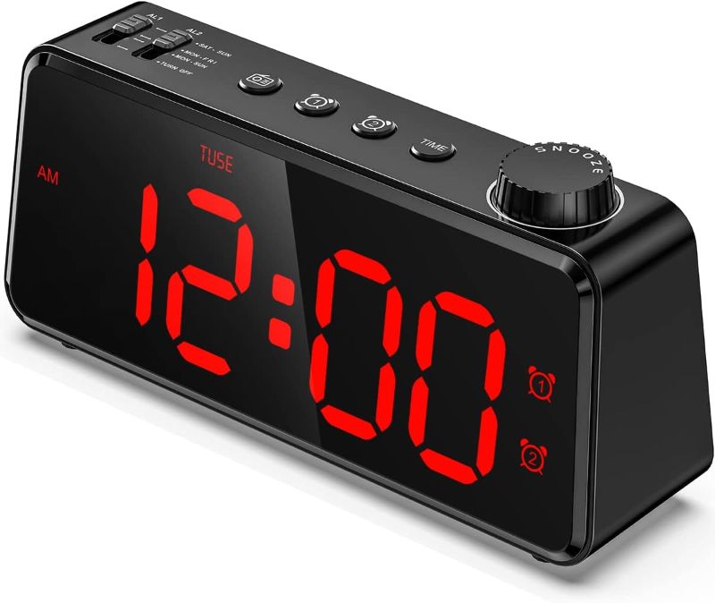 Photo 1 of Digital Clock Radios for Bedroom - Adjustable Brightness, FM Radio with Sleep Timer, USB Charging Port, Dual Alarm, Weekday Weekend, Battery Backup, Snooze, Simple to Set, for Teens Elders
