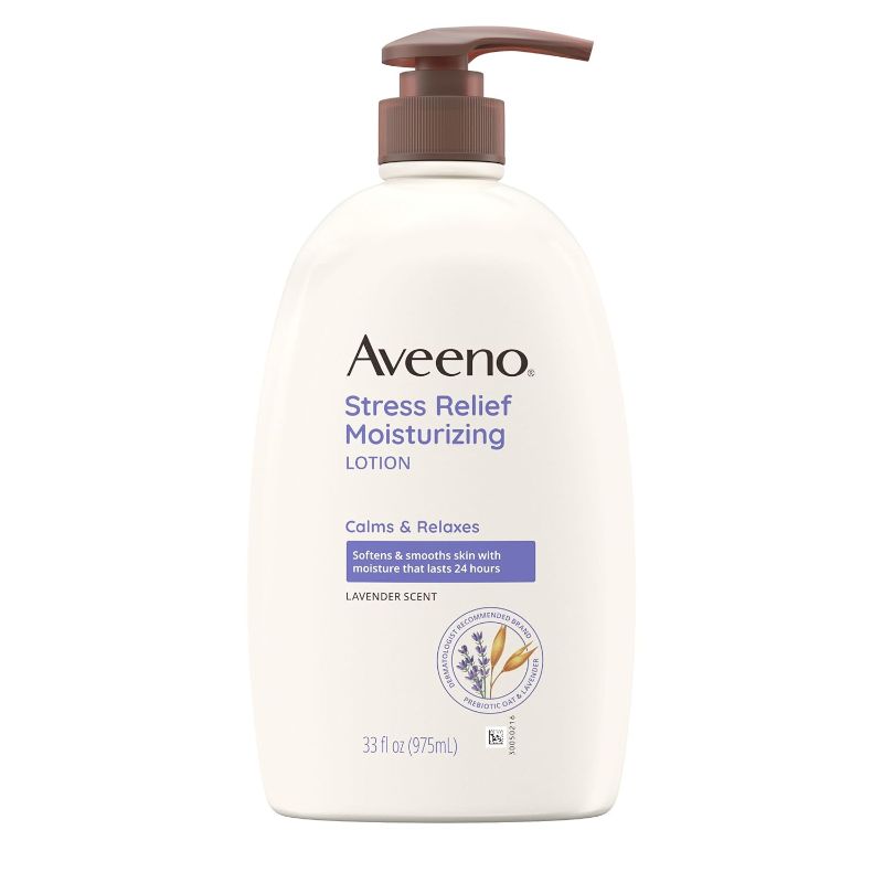Photo 1 of Aveeno Stress Relief Moisturizing Body Lotion with Lavender, Natural Oatmeal and Chamomile & Ylang-Ylang Essential Oils to Calm & Relax, 33 fl. oz
