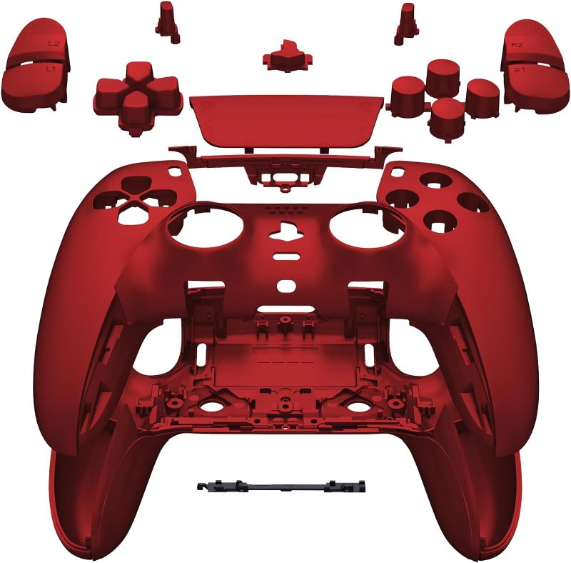 Photo 1 of eXtremeRate Full Set Housing Shell with Buttons Touchpad Cover Compatible with ps5 Edge Controller, Scarlet Red Replacement Decorative Trim Shell Front Back Plates Compatible with ps5 Edge Controller
