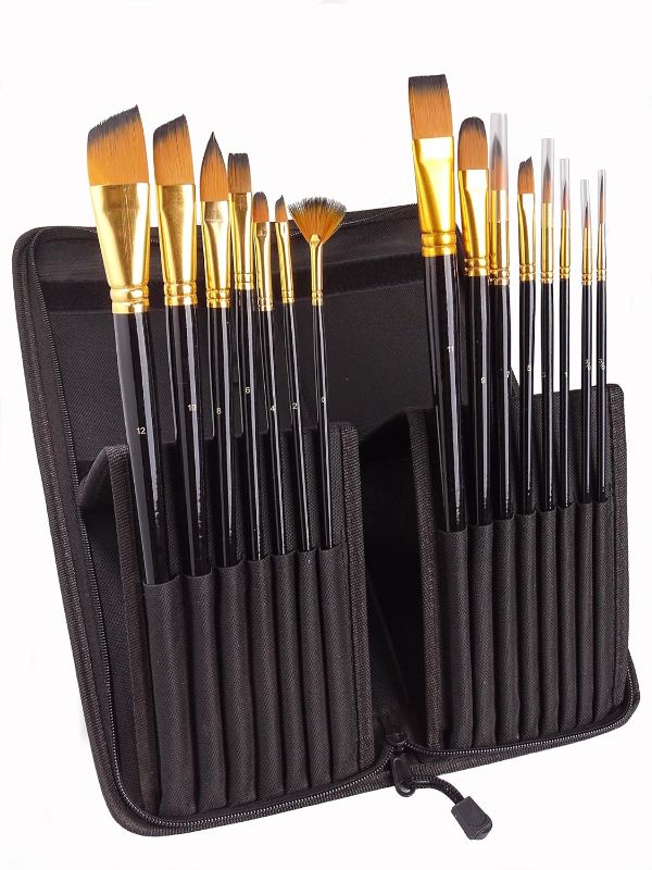 Photo 1 of Artist Paint Brushes 18 Pieces - for Acrylic Oil Watercolor Gouache and Face Painting - for Artists Beginners
