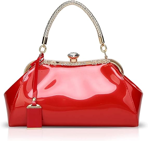 Photo 1 of RTGGSEL Women's Crystal Glossy Patent Leather Top Handle Tote Evening Handbag Wedding Crossbody Shoulder Bags Satchel Purse
