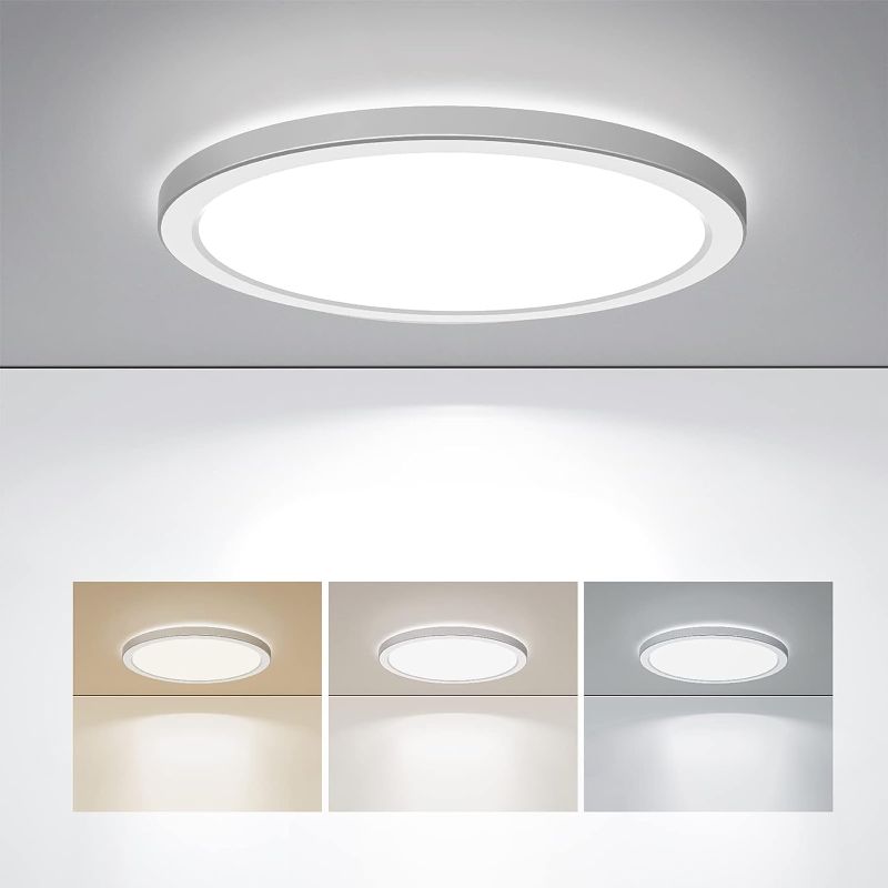 Photo 1 of BLNAN LED Flush Mount Ceiling Light, 9 Inch 18W 3000K/4000K/5000K Hardwire Light Fixture, Ultra Thin Round White Lamp for Kitchen Porch Bedroom Hallway Stairwell Basement, Non-dimmable 1 Pack
