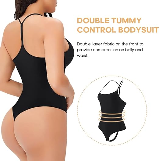 Photo 2 of (XL) Shapewear Bodysuit for Women: Tummy Control Sleeveless Tops Seamless Thong Body Shaper Camisole Jumpsuit
