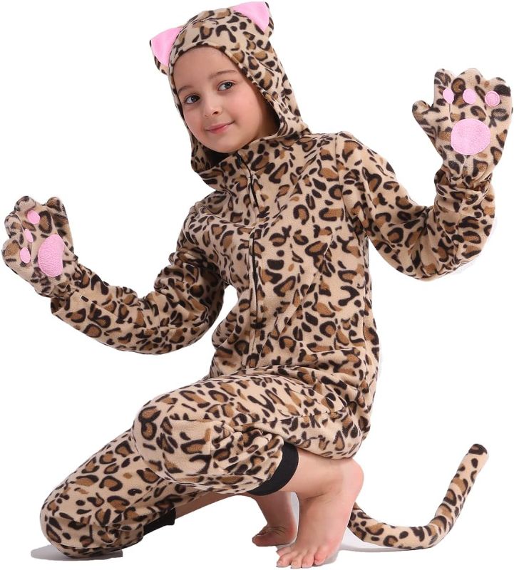 Photo 1 of Size 9/10 - Children Animal Onesie Costume, Unisex Cheetah Onesie Costume, Leopard Onesie Costume, Kids Halloween/Christmas/Carnival Festival Costume for Kids 
