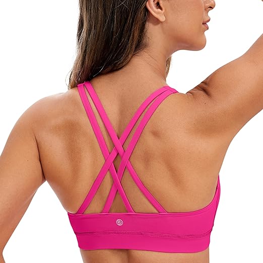 Photo 2 of (XXL) CRZ YOGA Women's Strappy Sports Bras Fitness Workout Padded Yoga Bra Criss Cross Back
