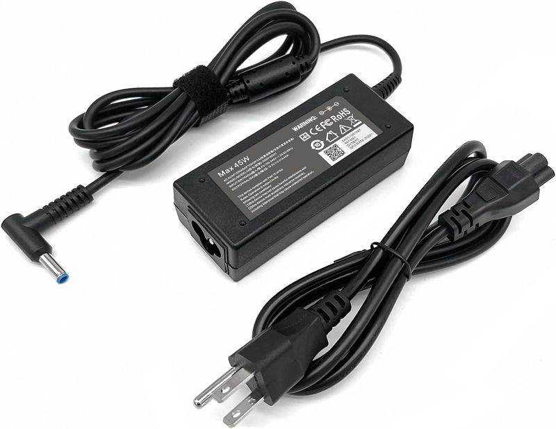 Photo 1 of 45W 19.5V 2.31A for HP Laptop Charger Blue Tip, HP Pavilion x360 11 13 15, Zbook 14u G4 G5 15u 15 G3, 15-f111dx 15-f211wm 15-f233wm 15-f278nr 15-r052nr 15-r132wm with Power Cord
