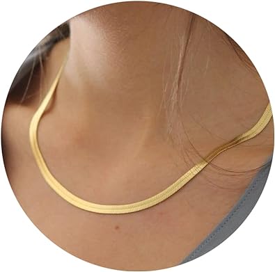 Photo 1 of DEARMAY 14K Gold Necklaces for Women, Dainty Gold Herringbone Choker Necklace for Women Thin Layered Chunky Snake Chain Necklaces Jewelry for Teen Girl Gifts
