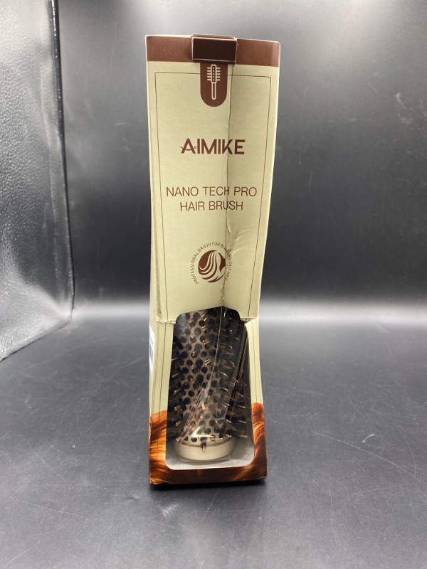 Photo 2 of AIMIKE Nano Thermal Ceramic & Ionic Hair Brush with Boar Bristles for Styling, Volume & Shine (2.9 inch, 1.7 inch Barrel)