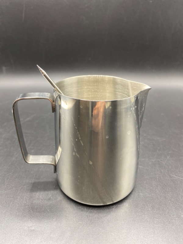 Photo 2 of Milk Frothing Pitcher Large Capacity 20oz/600ml Milk Coffee Cappuccino Latte Art Stainless Steel with Latte Art Pen Milk Frother Jug
