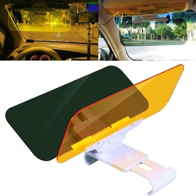 Photo 1 of 1pc Gray and Yellow HD Visor Day/Night Anti Glare Visor Clip On Vision Car Vehicle Glasses Shade Universal Accessories
