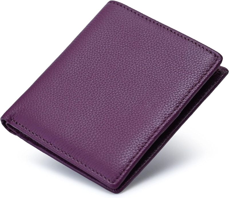 Photo 1 of Bveyzi Ultra Slim Small Leather Women Wallet Rfid Blocking Tiny Thin Bifold Pocket Ladies Purse(Purple)
