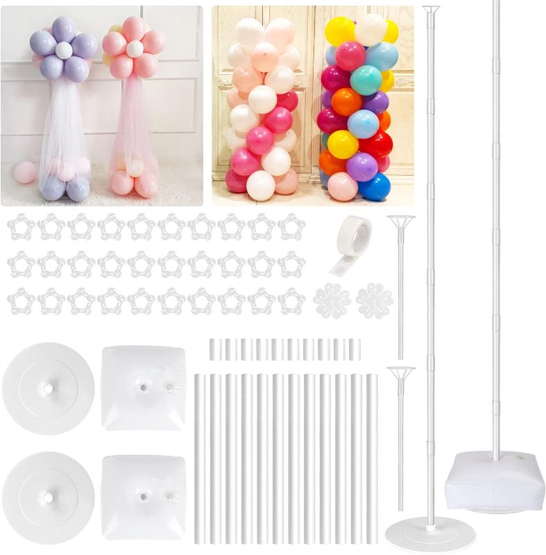 Photo 1 of Holicolor 1 Set Balloon Column Stand Kit, 72 Inch Balloon Tower Stand Kit with Base for Floor Baby Shower Birthday Graduation Wedding Decorations
