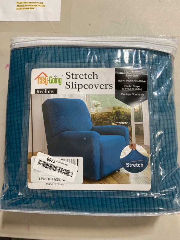 Photo 2 of Easy-Going Recliner Stretch Sofa Slipcover Sofa Cover 4-Pieces Furniture Protector Couch Soft with Elastic Bottom Spandex Jacquard Fabric Small Checks(Recliner,Peacock Blue,Large)
