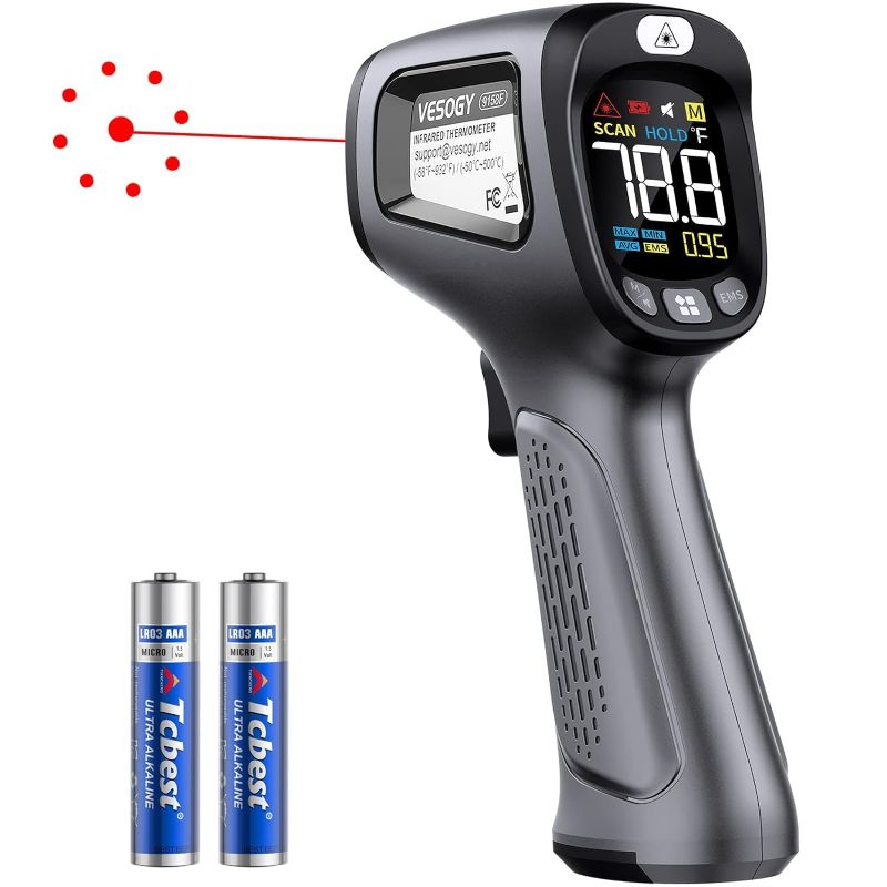 Photo 1 of Infrared-Thermometer-Gun-Heat-Temperature-Gun -58°F ~932°F-Auto Off Digital Laser Thermometer Gun for Cooking, Pizza Oven, Grill, Large Display IR Thermometer Temp Gun with Adjustable Emissivity
