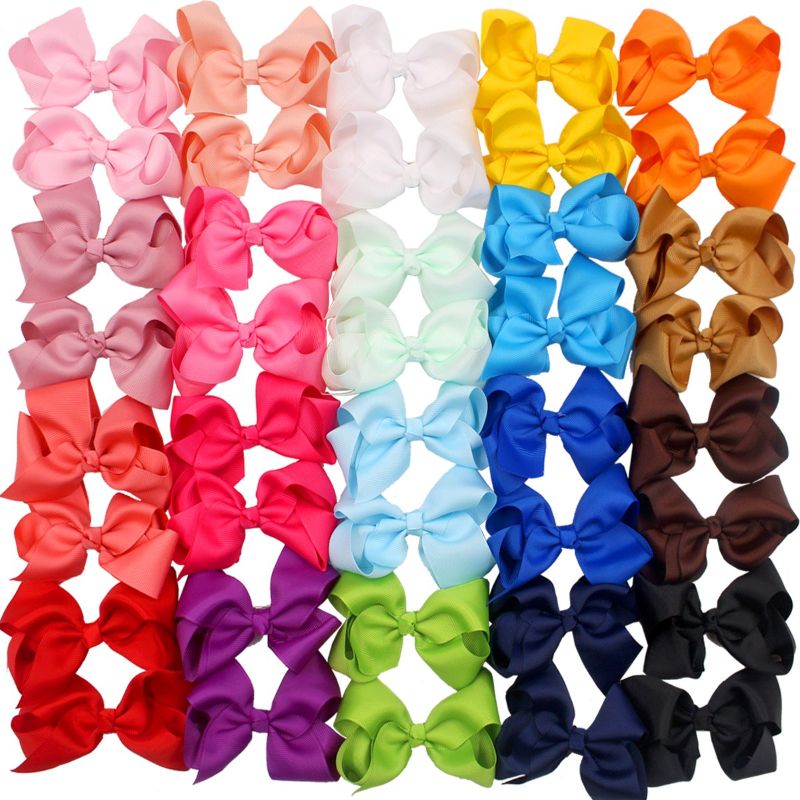 Photo 1 of CÉLLOT 40 Pieces 4.5 Inch Hair Bows for Girls Clips Grosgrain Ribbon Boutique Hair Bow Alligator Clips For Girls Teens Toddlers Kids in Pairs
