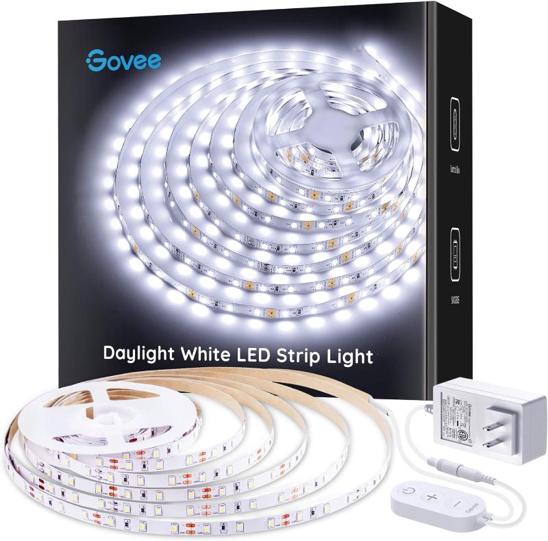 Photo 1 of Govee White LED Strip Lights, Upgraded 16.4ft Dimmable LED Light Strip 6500K Bright Daylight White, Strong Adhesive, 300 LEDs Flexible Tape Lights for Vantiy Mirror, Kitchen Cabinet, Mother's Day
