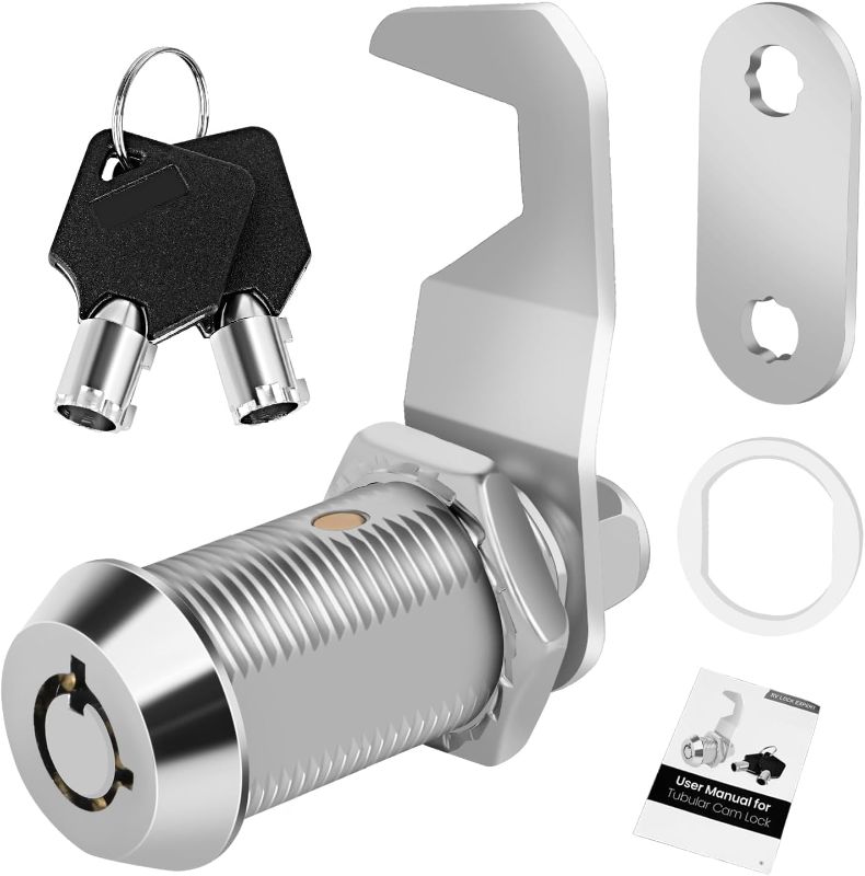 Photo 1 of Tool Box Lock RV Storage Lock, 1-1/8" Cam Lock Keyed Alike, Toolbox Locks Replacement for File Cabinet Storage Door on Camper Mailbox Lock with Manual, Zinc Alloy (1-1/8 Inch 1 Pack)
