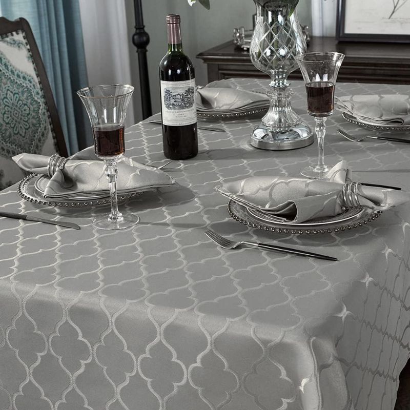 Photo 1 of SASTYBALE Jacquard Tablecloth Flower Patterns Polyester Table Cloth Spill Proof Dust-Proof Wrinkle Resistant Table Cover for Kitchen Dining Tabletop Decoration 