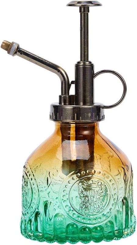 Photo 1 of Glass Vintage Plant Spritzer Spray Bottle, Succulent Watering Bottle with Top Pump, Small Plant Sprayer Mister Watering Can for Indoor Outdoor House Plant - Green Brown Gradient
