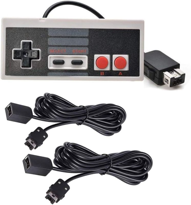 Photo 1 of 1 NES Mini Classic Controller with 2 Pack 10ft Extension Cable Compatible with NES Classic, SNES Classic Controller
