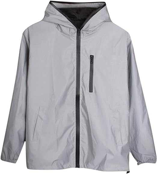 Photo 1 of (M) Men's Waterproof Jacket Fully Reflective Windbreaker Jackets Lightweight Packable Windproof Rain Coat
