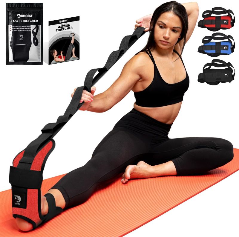 Photo 1 of DMoose Fitness Foot & Calf Stretcher - Hamstring Stretcher for Plantar fasciitis, Achilles Tendonitis, Heel Spurs & Shin Splints - Yoga Stretching Strap for Back Pain - Flex Strap for Physical Therapy
