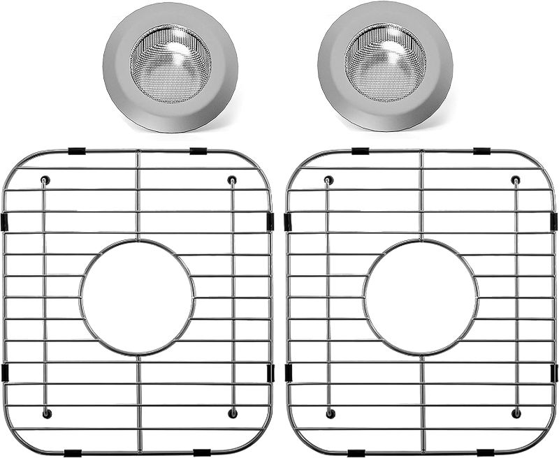 Photo 1 of Sink Protectors for Kitchen Sink 13" x 11-5/8", 304 Stainless Steel Sink Grid protectors for Kitchen Sink with Certer Drain Hole, Metal Protector for Sink with Sink Strainers (Center Drain)
