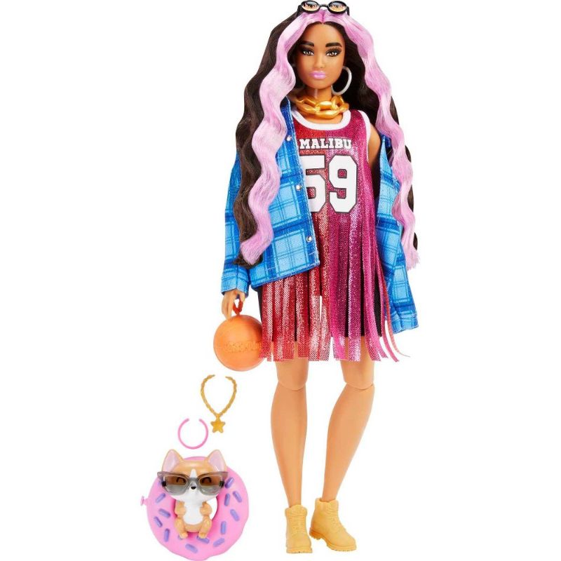 Photo 1 of Barbie Extra Doll #13 with Basketball Jersey and Pet
