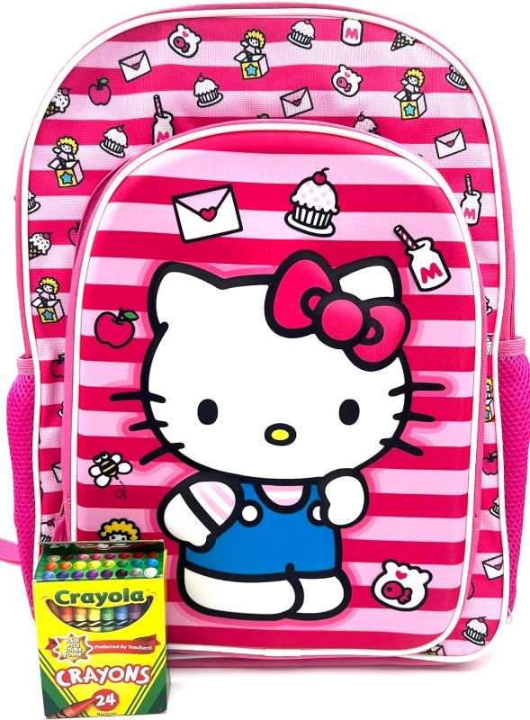Photo 1 of Fast Forward Hello Kitty 16" Backpack with Molded Front Pocket and Printed Straps with 24Pk Crayons for Girls - Perfect for Any Occasion!
