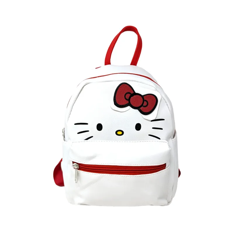 Photo 1 of Hello Kitty Face with Red Bow 10 Mini Deluxe Pu Leather Backpack with 1 Front Pocket
