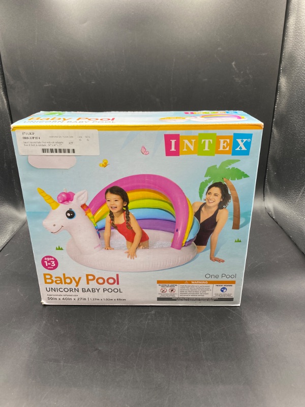Photo 2 of Intex 57113EP 50 Inch Unicorn Design Outdoor Baby Swimming Pool, Multicolor
