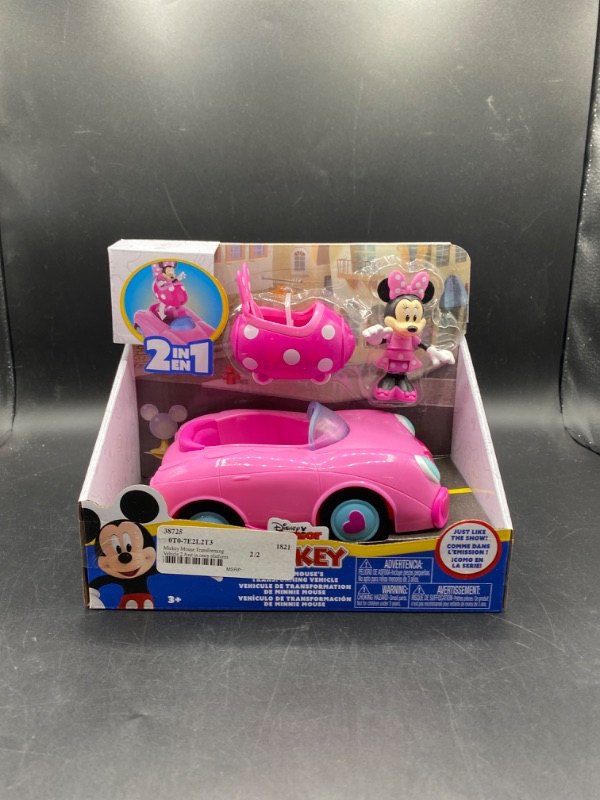 Photo 2 of Disney Junior Mickey Mouse Funhouse Transforming Vehicle, Minnie Mouse, Pink Toy Car, Preschool, Officially Licensed Kids Toys for Ages 3 Up, Gifts and Presents
