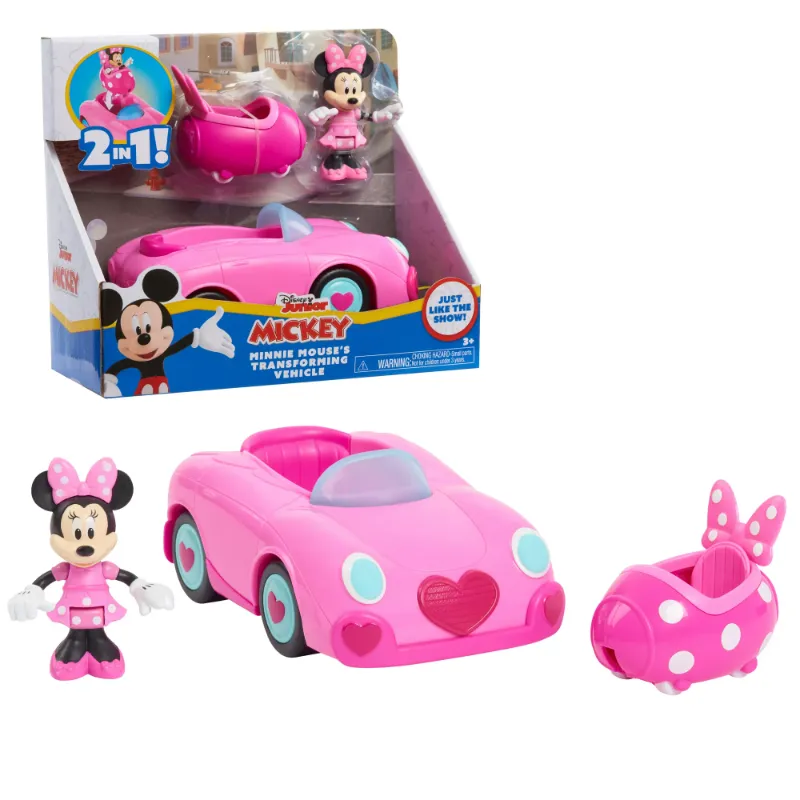 Photo 1 of Disney Junior Mickey Mouse Funhouse Transforming Vehicle, Minnie Mouse, Pink Toy Car, Preschool, Officially Licensed Kids Toys for Ages 3 Up, Gifts and Presents
