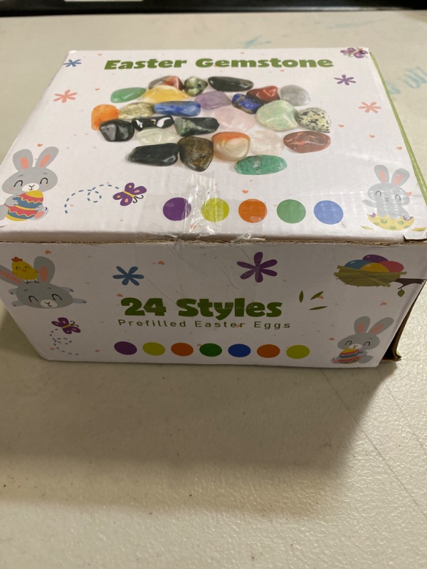 Photo 1 of Jinsome Filled Easter Eggs Fillers Stuffers Set, 24 Pack Prefilled Easter Eggs & Gemstones - Perfect for Kids & Teens Easter Egg Hunt, Party Favors, Classroom Prize Supplies
