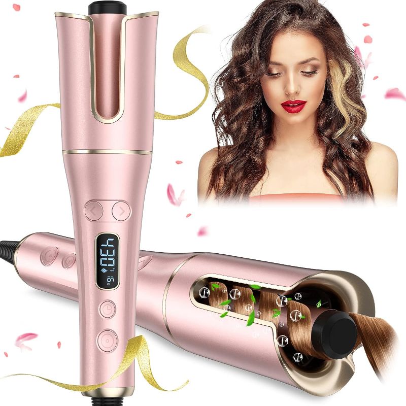 Photo 1 of Automatic Curling Iron, Auto Hair Curlers with 1" Large Rotating Barrel & LCD Display, 4 Temps 3 Timer Curling Iron with Dual Voltage, Auto Shut-Off Spin Iron Fast Heating for Hair Styling
