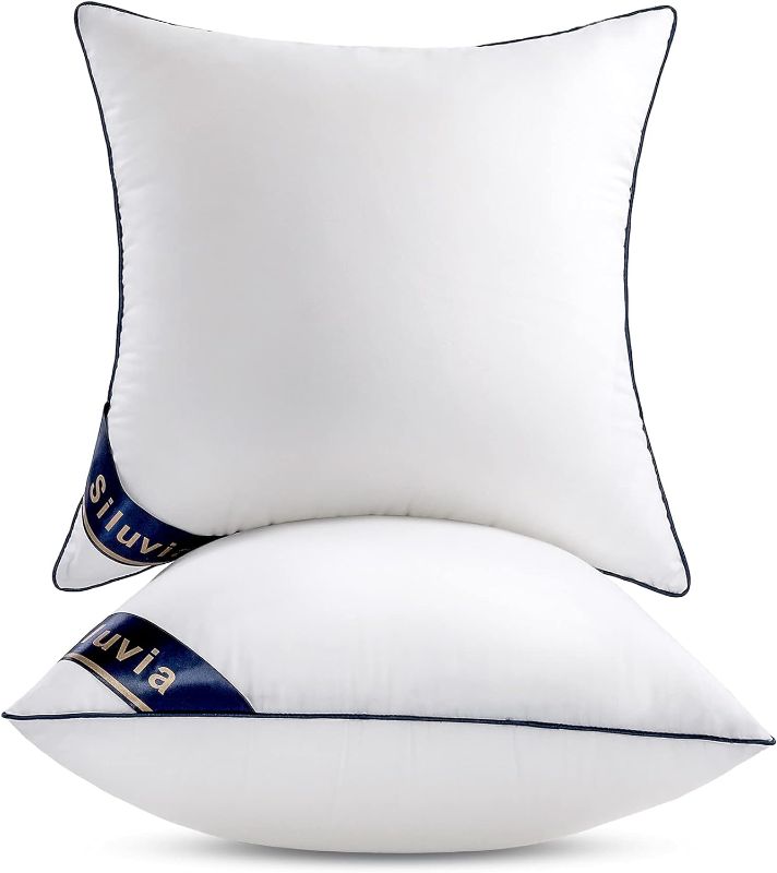 Photo 1 of Siluvia 16"x16" Pillow Inserts Set of 2 Decorative 16 Pillow Inserts-Square Interior Sofa Throw Pillow Inserts with 100% Cotton Cover White Couch Pillow (2 Count (Pack of 1)
