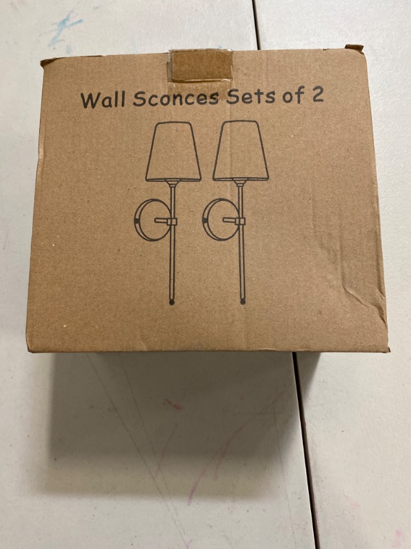 Photo 2 of KUAUGST Wall Sconces Sets of 2, Retro Industrial Wall Lamps, Bathroom Vanity Sconces Wall Lighting with White Fabric Shade, Suitable for Bedroom Living Room Corridor Kitchen
