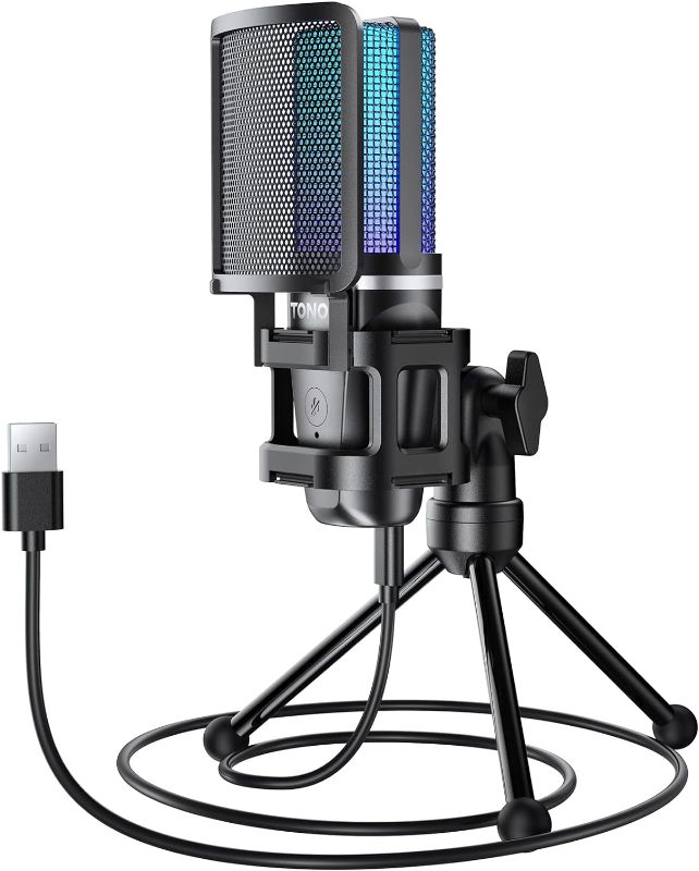 Photo 1 of TONOR Gaming USB Microphone for PC, RGB Condenser Computer Mic with Tripod Stand, Quick Mute, Gain Control, for Gaming, Streaming, Podcasting, Recording, Cardioid Mic Kit for Laptop/PS4/PS5 TC777 Pro
