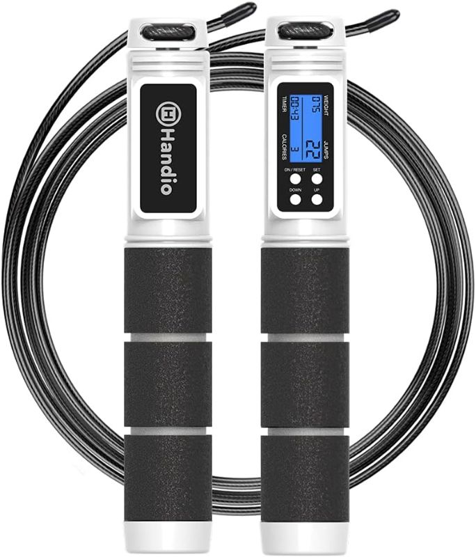 Photo 1 of Jump Rope, H Handio Jump Rope with Counter, Workout Jumping Rope with Steel Ball Bearings, Adjustable Length Speed Skipping Rope for Men Women Kids Home Gym, Crossfit, Fitness Exercise
