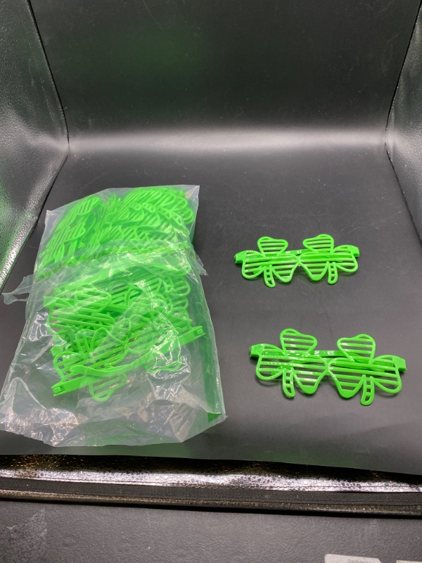 Photo 2 of CAMIRUS 24 PCS St. Patricks Day Shamrock Glasses, Green Plastic Shutter Glasses Four Leaf Clover Eyeglasses for St. Patrick's Day Costume Party, Irish Photo Props, St Pattys Party Supplies Decor
