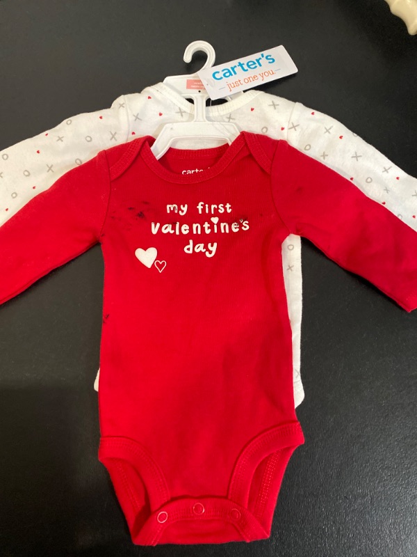 Photo 2 of Carter's Just One You® Baby 2pk My First Valentine's Day Bodysuit - Red Newborn
