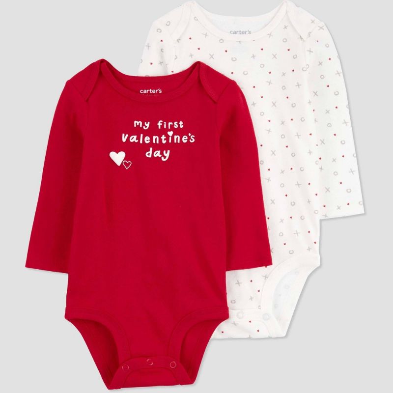 Photo 1 of Carter's Just One You® Baby 2pk My First Valentine's Day Bodysuit - Red Newborn
