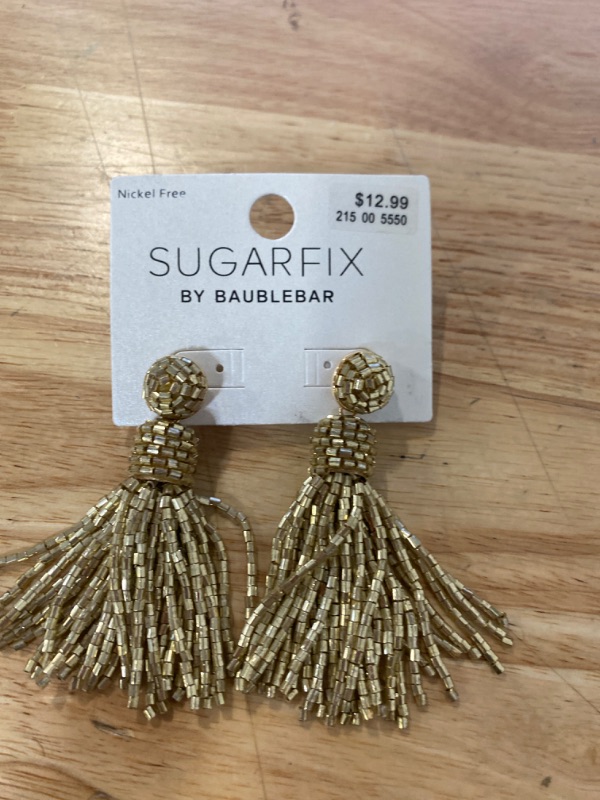 Photo 2 of SUGARFIX by BaubleBar Beaded Tassel Statement Earrings - Gold
