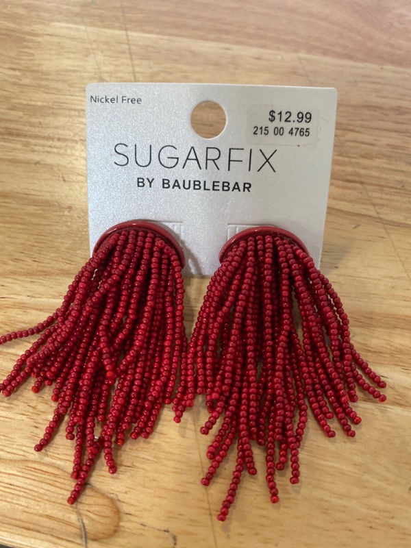 Photo 2 of SUGARFIX by BaubleBar Beaded Fringe Studs Statement Earrings - Red
