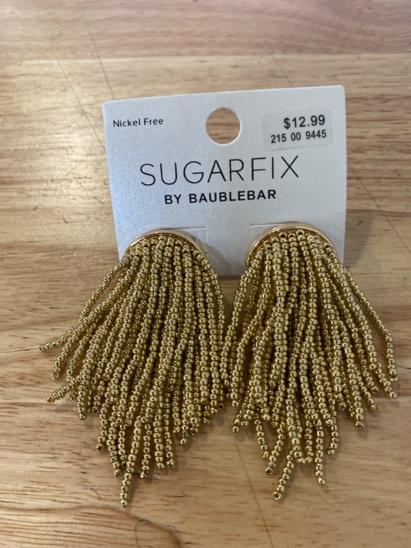 Photo 2 of SUGARFIX by BaubleBar Beaded Fringe Studs Statement Earrings - Gold
