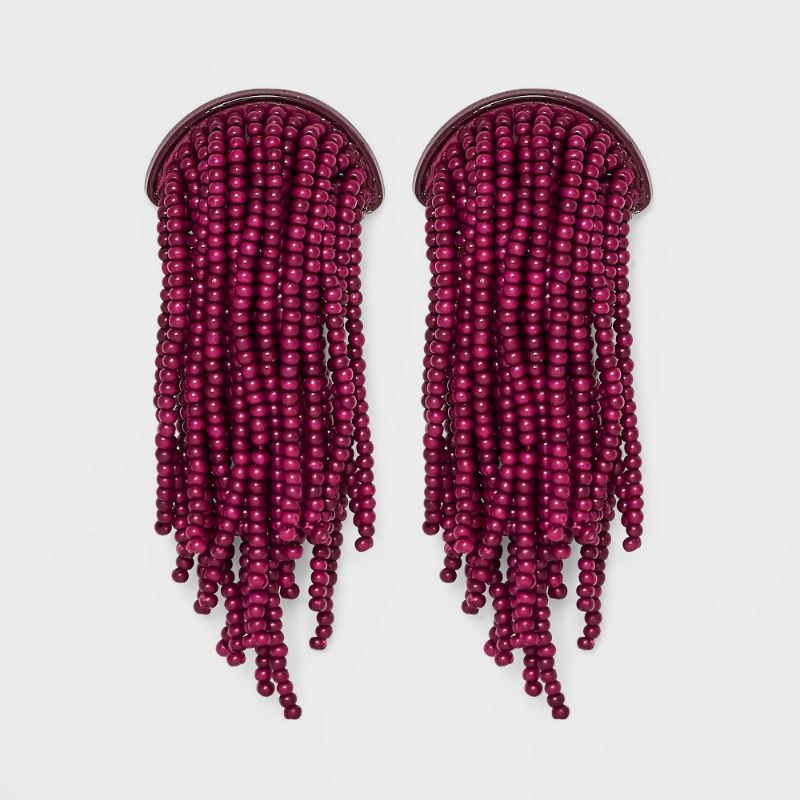 Photo 1 of SUGARFIX by BaubleBar Beaded Fringe Studs Statement Earrings - Magenta
