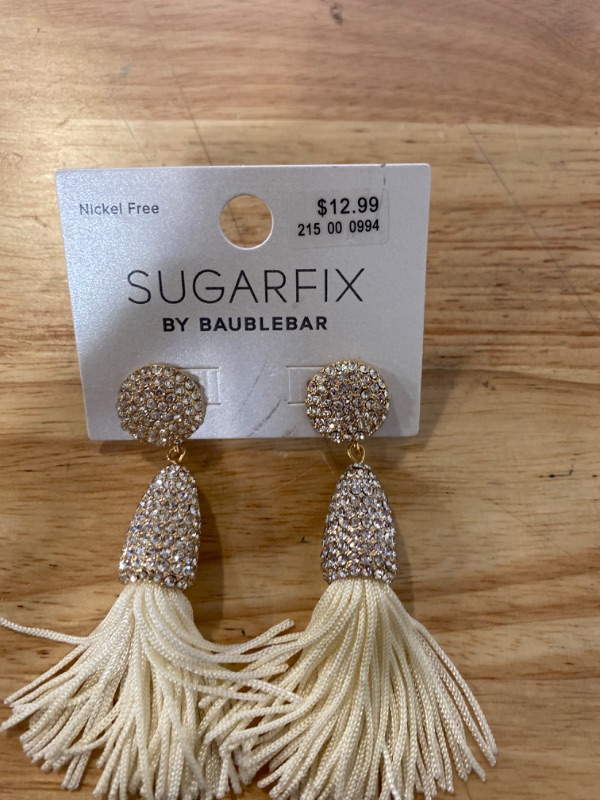 Photo 2 of SUGARFIX by BaubleBar Crystal and Tassel Statement Earrings - Ivory
