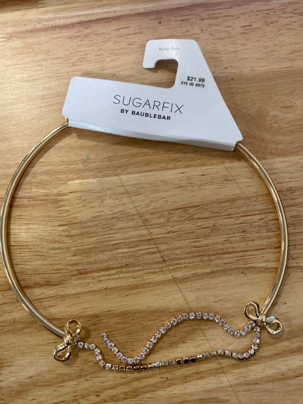 Photo 2 of SUGARFIX by BaubleBar Crystal Bow Collar Necklace - Gold
