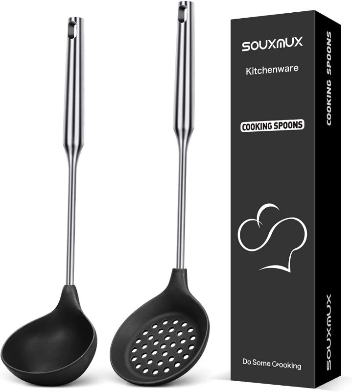 Photo 1 of Silicone Soup Ladle-Slottede Spoon-Kitchen Utensils Set, Nonstick BPA Free High Heat Resistant Kitchen Utensils, Chef Cookware for Cooking, Serving, Draining, Stirring
